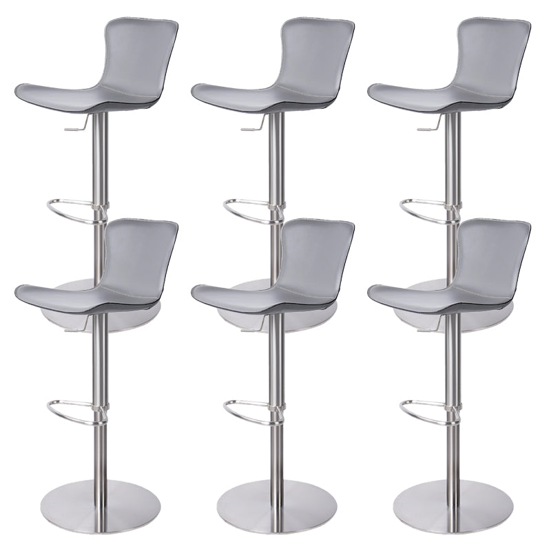 Adjustable Bar Stool Leather Backrest Bar Stools for Living Room Silver Gray 6 Piece Set Clearhalo 'Bar Furniture' 'Bar Stools' 'bar_stools' 'furn' 'furn_bar_stools' 'Furniture' 'Kitchen & Dining Furniture' 7436378