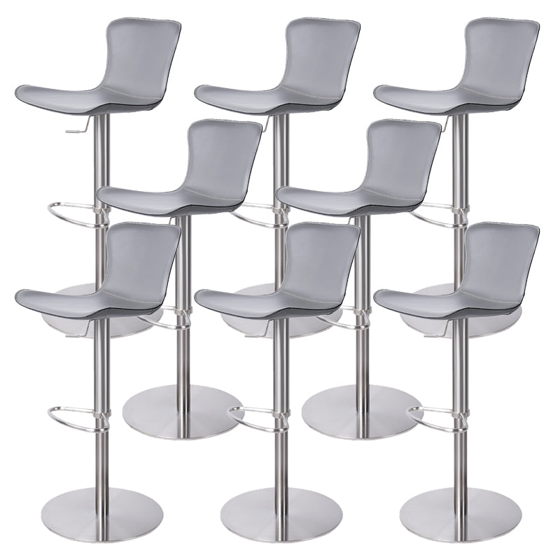 Adjustable Bar Stool Leather Backrest Bar Stools for Living Room Silver Gray 8 Piece Set Clearhalo 'Bar Furniture' 'Bar Stools' 'bar_stools' 'furn' 'furn_bar_stools' 'Furniture' 'Kitchen & Dining Furniture' 7436379
