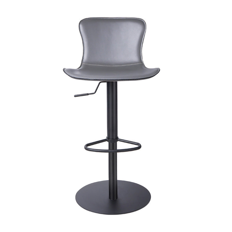 Adjustable Bar Stool Leather Backrest Bar Stools for Living Room Gray Black 1 Piece Clearhalo 'Bar Furniture' 'Bar Stools' 'bar_stools' 'furn' 'furn_bar_stools' 'Furniture' 'Kitchen & Dining Furniture' 7436380