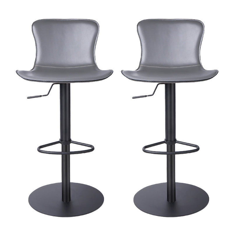 Adjustable Bar Stool Leather Backrest Bar Stools for Living Room Gray Black 2 Piece Set Clearhalo 'Bar Furniture' 'Bar Stools' 'bar_stools' 'furn' 'furn_bar_stools' 'Furniture' 'Kitchen & Dining Furniture' 7436381