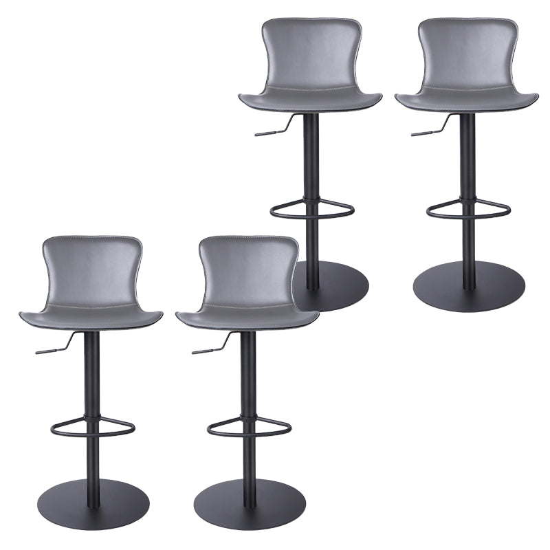 Adjustable Bar Stool Leather Backrest Bar Stools for Living Room Gray Black 4 Piece Set Clearhalo 'Bar Furniture' 'Bar Stools' 'bar_stools' 'furn' 'furn_bar_stools' 'Furniture' 'Kitchen & Dining Furniture' 7436382