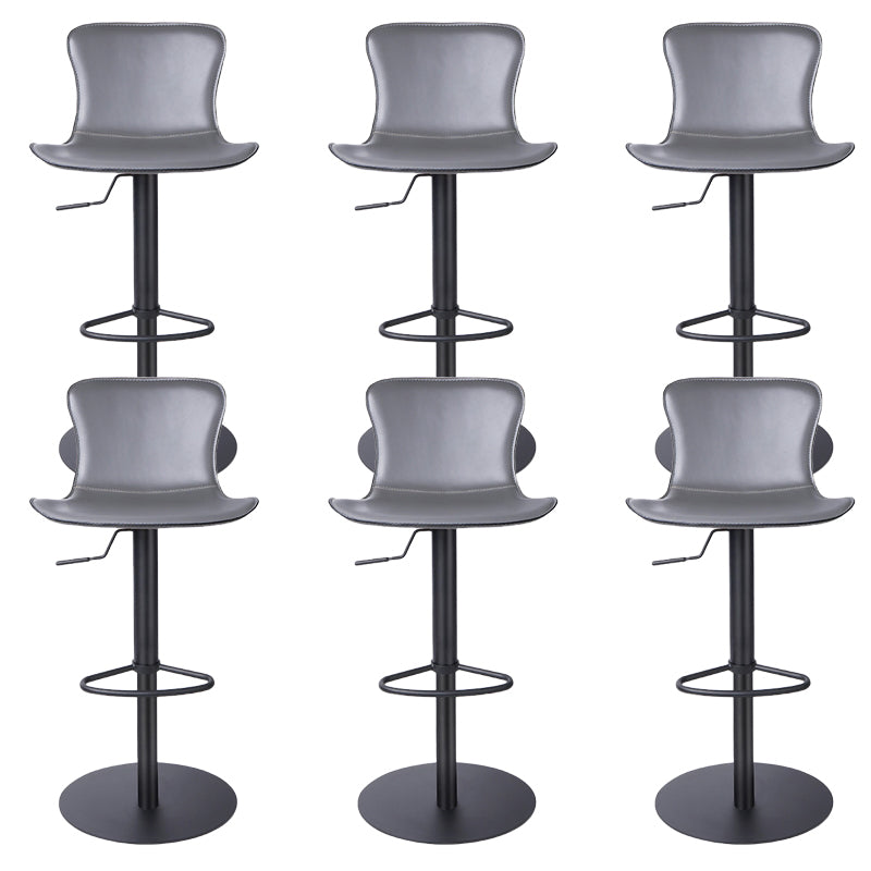 Adjustable Bar Stool Leather Backrest Bar Stools for Living Room Gray Black 6 Piece Set Clearhalo 'Bar Furniture' 'Bar Stools' 'bar_stools' 'furn' 'furn_bar_stools' 'Furniture' 'Kitchen & Dining Furniture' 7436383
