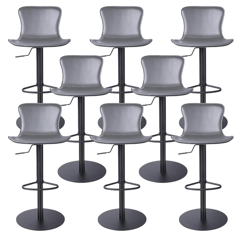 Adjustable Bar Stool Leather Backrest Bar Stools for Living Room Gray Black 8 Piece Set Clearhalo 'Bar Furniture' 'Bar Stools' 'bar_stools' 'furn' 'furn_bar_stools' 'Furniture' 'Kitchen & Dining Furniture' 7436384