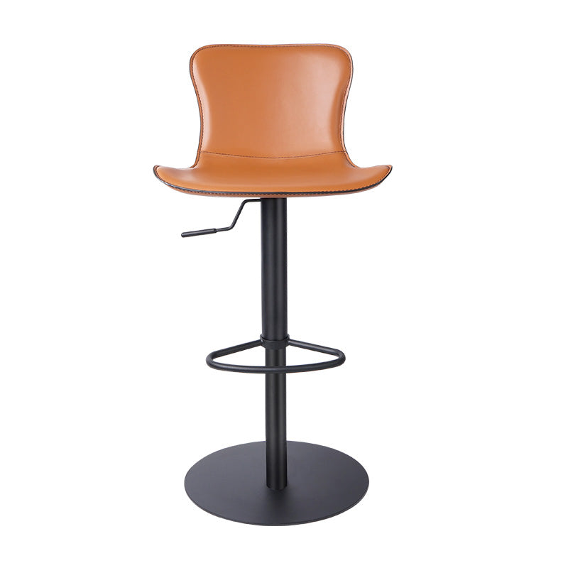 Adjustable Bar Stool Leather Backrest Bar Stools for Living Room Orange Black 1 Piece Clearhalo 'Bar Furniture' 'Bar Stools' 'bar_stools' 'furn' 'furn_bar_stools' 'Furniture' 'Kitchen & Dining Furniture' 7436385