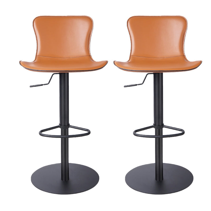 Adjustable Bar Stool Leather Backrest Bar Stools for Living Room Orange Black 2 Piece Set Clearhalo 'Bar Furniture' 'Bar Stools' 'bar_stools' 'furn' 'furn_bar_stools' 'Furniture' 'Kitchen & Dining Furniture' 7436386