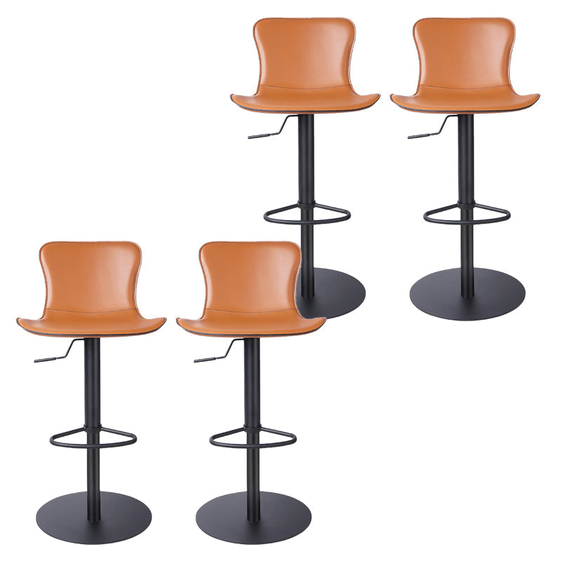 Adjustable Bar Stool Leather Backrest Bar Stools for Living Room Orange Black 4 Piece Set Clearhalo 'Bar Furniture' 'Bar Stools' 'bar_stools' 'furn' 'furn_bar_stools' 'Furniture' 'Kitchen & Dining Furniture' 7436387