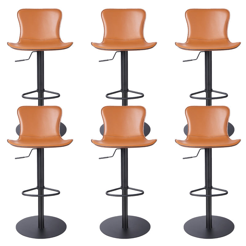 Adjustable Bar Stool Leather Backrest Bar Stools for Living Room Orange Black 6 Piece Set Clearhalo 'Bar Furniture' 'Bar Stools' 'bar_stools' 'furn' 'furn_bar_stools' 'Furniture' 'Kitchen & Dining Furniture' 7436388
