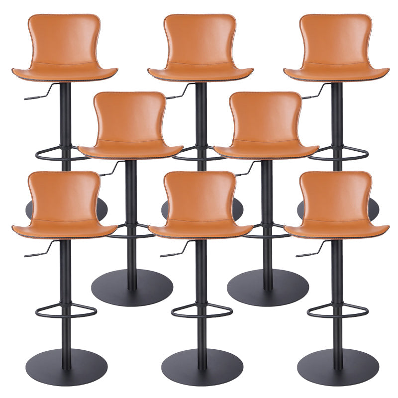 Adjustable Bar Stool Leather Backrest Bar Stools for Living Room Orange Black 8 Piece Set Clearhalo 'Bar Furniture' 'Bar Stools' 'bar_stools' 'furn' 'furn_bar_stools' 'Furniture' 'Kitchen & Dining Furniture' 7436389