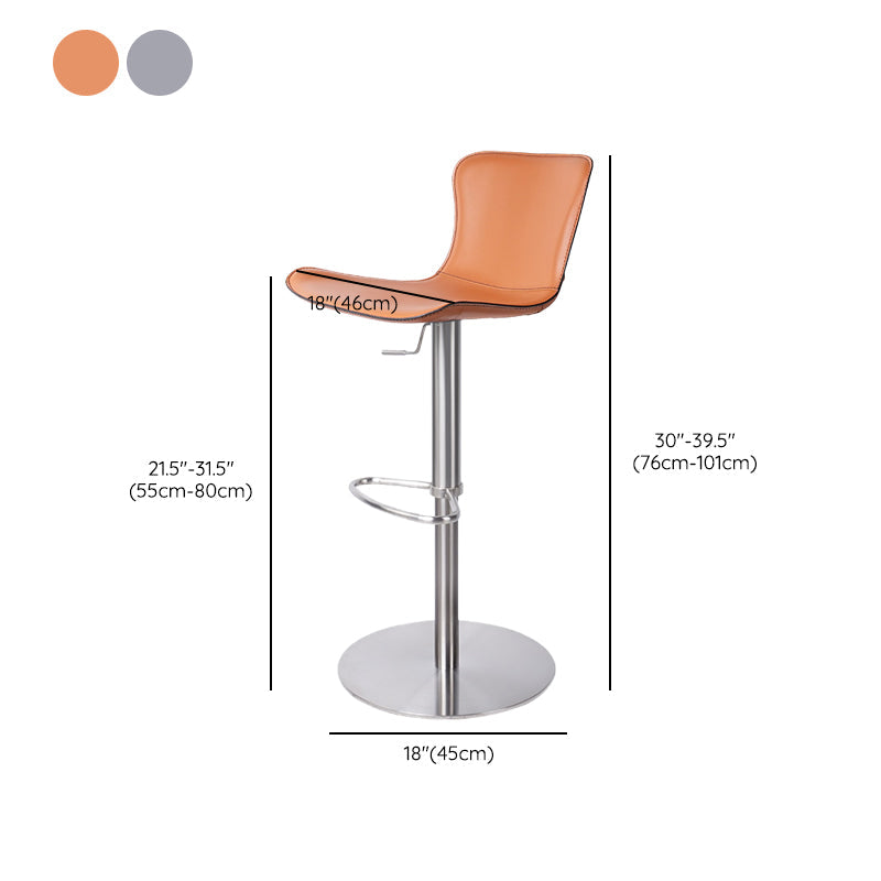Adjustable Bar Stool Leather Backrest Bar Stools for Living Room Clearhalo 'Bar Furniture' 'Bar Stools' 'bar_stools' 'furn' 'furn_bar_stools' 'Furniture' 'Kitchen & Dining Furniture' 7436401