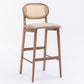 Contemporary Ash Wood Bar Stools Indoor Rattan Low Back Stool
