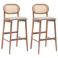 Contemporary Ash Wood Bar Stools Indoor Rattan Low Back Stool