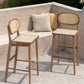 Contemporary Ash Wood Bar Stools Indoor Rattan Low Back Stool