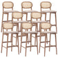 Contemporary Ash Wood Bar Stools Indoor Rattan Low Back Stool
