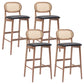 Contemporary Ash Wood Bar Stools Indoor Rattan Low Back Stool