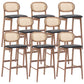 Contemporary Ash Wood Bar Stools Indoor Rattan Low Back Stool