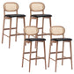 Contemporary Ash Wood Bar Stools Indoor Rattan Low Back Stool