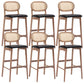 Contemporary Ash Wood Bar Stools Indoor Rattan Low Back Stool