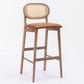 Contemporary Ash Wood Bar Stools Indoor Rattan Low Back Stool