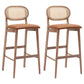 Contemporary Ash Wood Bar Stools Indoor Rattan Low Back Stool