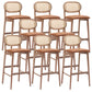 Contemporary Ash Wood Bar Stools Indoor Rattan Low Back Stool