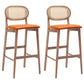 Contemporary Ash Wood Bar Stools Indoor Rattan Low Back Stool