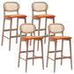 Contemporary Ash Wood Bar Stools Indoor Rattan Low Back Stool