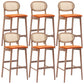 Contemporary Ash Wood Bar Stools Indoor Rattan Low Back Stool