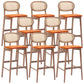 Contemporary Ash Wood Bar Stools Indoor Rattan Low Back Stool