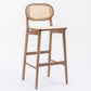 Contemporary Ash Wood Bar Stools Indoor Rattan Low Back Stool