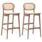 Contemporary Ash Wood Bar Stools Indoor Rattan Low Back Stool