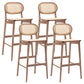 Contemporary Ash Wood Bar Stools Indoor Rattan Low Back Stool