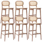 Contemporary Ash Wood Bar Stools Indoor Rattan Low Back Stool