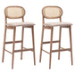 Contemporary Ash Wood Bar Stools Indoor Rattan Low Back Stool