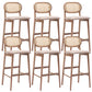 Contemporary Ash Wood Bar Stools Indoor Rattan Low Back Stool