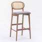 Contemporary Ash Wood Bar Stools Indoor Rattan Low Back Stool