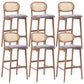 Contemporary Ash Wood Bar Stools Indoor Rattan Low Back Stool