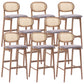 Contemporary Ash Wood Bar Stools Indoor Rattan Low Back Stool