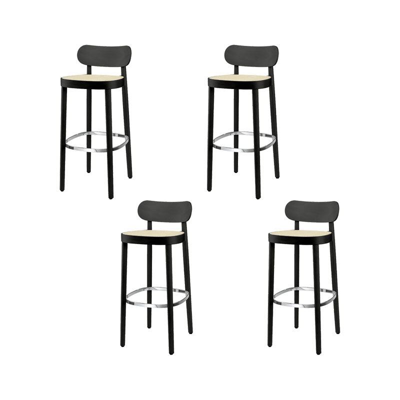 Contemporary Style Wood Counter Chair Footrest Counter Stool for Restaurant Black 4 Piece Set Clearhalo 'Bar Furniture' 'Bar Stools' 'bar_stools' 'furn' 'furn_bar_stools' 'Furniture' 'Kitchen & Dining Furniture' 7436577