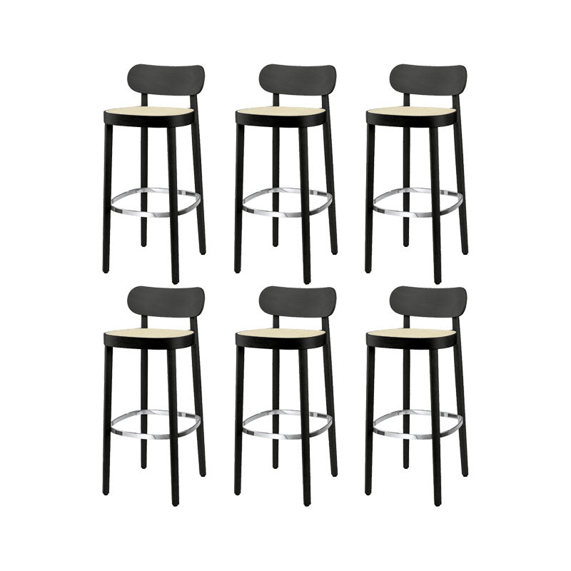 Contemporary Style Wood Counter Chair Footrest Counter Stool for Restaurant Black 6 Piece Set Clearhalo 'Bar Furniture' 'Bar Stools' 'bar_stools' 'furn' 'furn_bar_stools' 'Furniture' 'Kitchen & Dining Furniture' 7436580