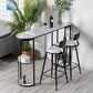 Glam Style Bistro Set 1/2/3 Pieces Stone Bar table with Upholstered Stools Table & Chair(s) White-Black Clearhalo 'Bar Furniture' 'furn' 'furn_home_bar_bar_sets' 'Furniture' 'Home Bars & Bar Sets' 'home_bar_bar_sets' 'Kitchen & Dining Furniture' 7436601