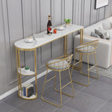 Glam Style Bistro Set 1/2/3 Pieces Stone Bar table with Upholstered Stools Clearhalo 'Bar Furniture' 'furn' 'furn_home_bar_bar_sets' 'Furniture' 'Home Bars & Bar Sets' 'home_bar_bar_sets' 'Kitchen & Dining Furniture' 7436604