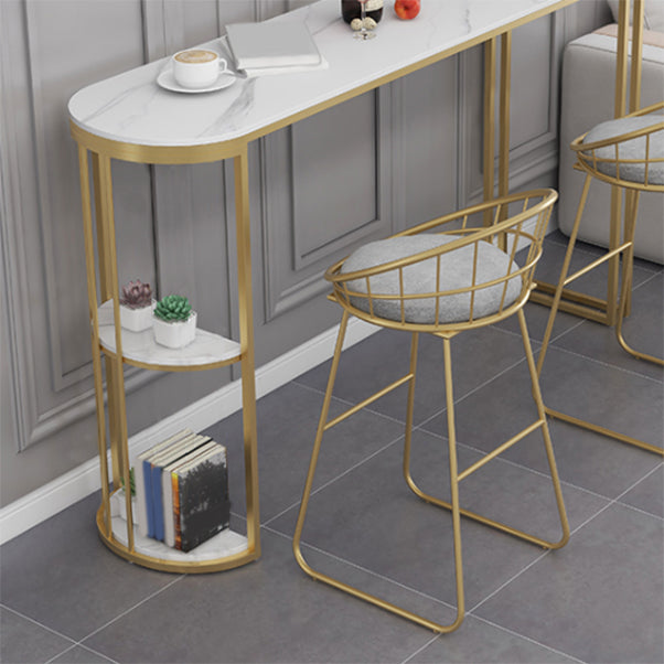 Glam Style Bistro Set 1/2/3 Pieces Stone Bar table with Upholstered Stools Clearhalo 'Bar Furniture' 'furn' 'furn_home_bar_bar_sets' 'Furniture' 'Home Bars & Bar Sets' 'home_bar_bar_sets' 'Kitchen & Dining Furniture' 7436610