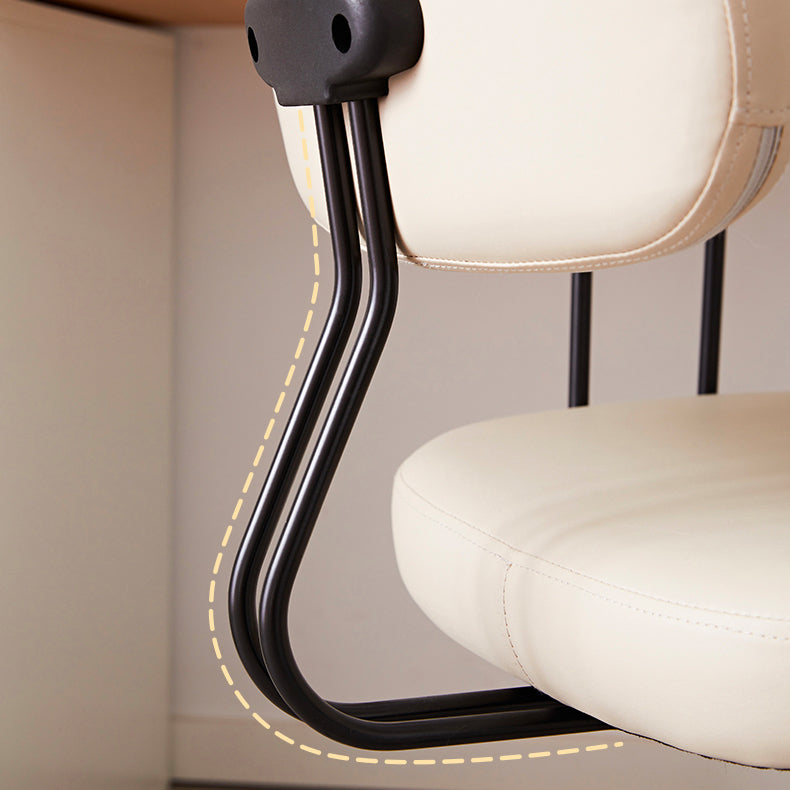 Silla de oficina de armas fijas modernas cuero sin angustia silla de portaobjetos ergonómico con ruedas