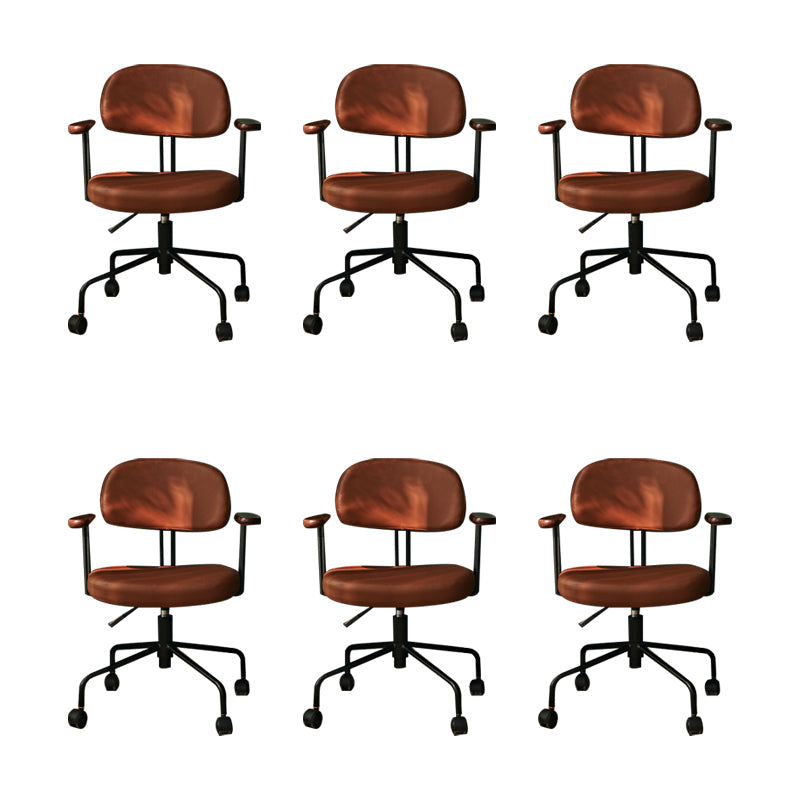 Silla de oficina de armas fijas modernas cuero sin angustia silla de portaobjetos ergonómico con ruedas