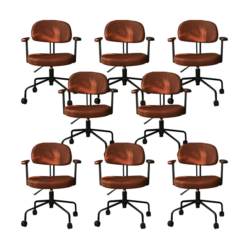 Silla de oficina de armas fijas modernas cuero sin angustia silla de portaobjetos ergonómico con ruedas