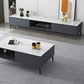 Glam TV Console Stone Media Console Black/White Open Storage Console Clearhalo 'furn' 'furn_tv_stands_entertainment_centers' 'Furniture' 'Living Room Furniture' 'TV Stands & Entertainment Centers' 'TV Stands & Media Storage Furniture' 'tv_stands_entertainment_centers' 7437121