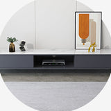 Glam TV Console Stone Media Console Black/White Open Storage Console Clearhalo 'furn' 'furn_tv_stands_entertainment_centers' 'Furniture' 'Living Room Furniture' 'TV Stands & Entertainment Centers' 'TV Stands & Media Storage Furniture' 'tv_stands_entertainment_centers' 7437124