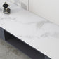 Glam TV Console Stone Media Console Black/White Open Storage Console Clearhalo 'furn' 'furn_tv_stands_entertainment_centers' 'Furniture' 'Living Room Furniture' 'TV Stands & Entertainment Centers' 'TV Stands & Media Storage Furniture' 'tv_stands_entertainment_centers' 7437125