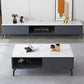 Glam TV Console Stone Media Console Black/White Open Storage Console Clearhalo 'furn' 'furn_tv_stands_entertainment_centers' 'Furniture' 'Living Room Furniture' 'TV Stands & Entertainment Centers' 'TV Stands & Media Storage Furniture' 'tv_stands_entertainment_centers' 7437126