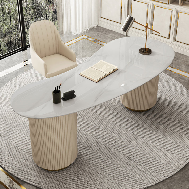 Bureau d'écriture en pierre de style glamour Bureau d'ordinateur en métal avec 3 tiroirs